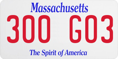 MA license plate 300GO3