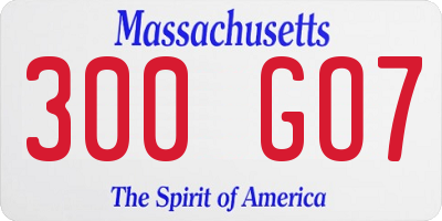 MA license plate 300GO7