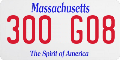 MA license plate 300GO8