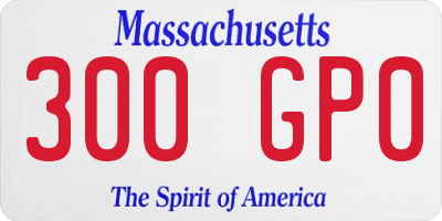 MA license plate 300GP0