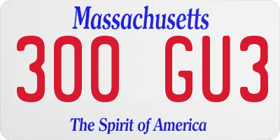 MA license plate 300GU3