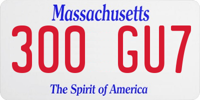 MA license plate 300GU7