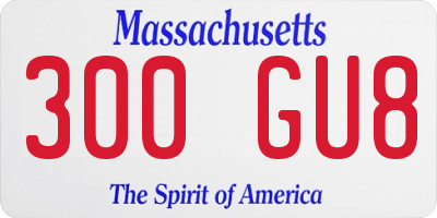 MA license plate 300GU8