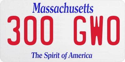 MA license plate 300GW0