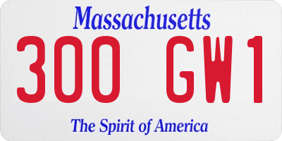 MA license plate 300GW1