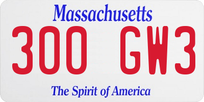 MA license plate 300GW3