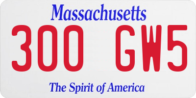 MA license plate 300GW5
