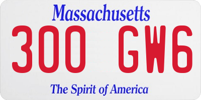 MA license plate 300GW6