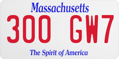 MA license plate 300GW7