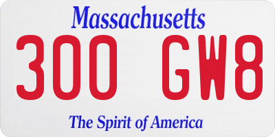 MA license plate 300GW8
