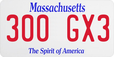 MA license plate 300GX3