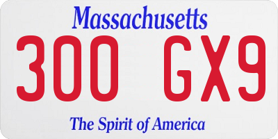 MA license plate 300GX9