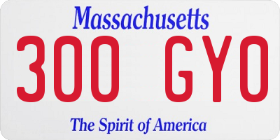 MA license plate 300GY0