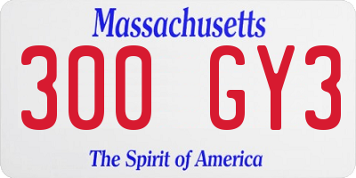 MA license plate 300GY3