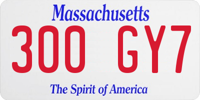 MA license plate 300GY7