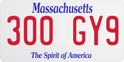 MA license plate 300GY9