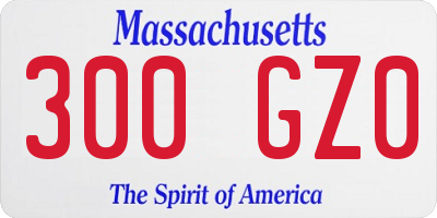 MA license plate 300GZ0