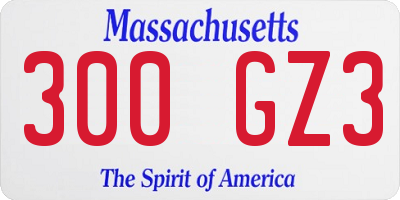 MA license plate 300GZ3