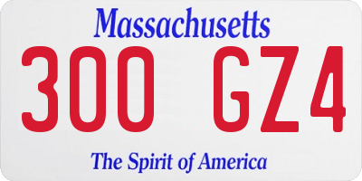 MA license plate 300GZ4