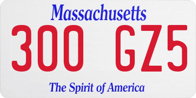 MA license plate 300GZ5