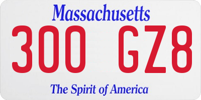MA license plate 300GZ8