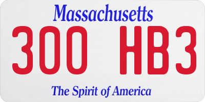 MA license plate 300HB3