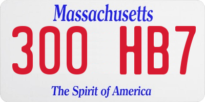 MA license plate 300HB7