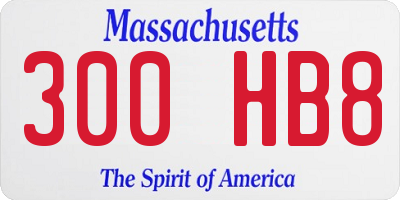 MA license plate 300HB8