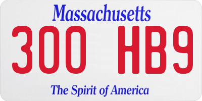 MA license plate 300HB9