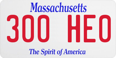 MA license plate 300HE0
