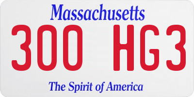 MA license plate 300HG3
