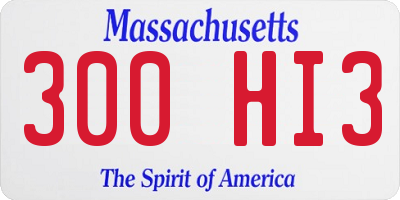 MA license plate 300HI3