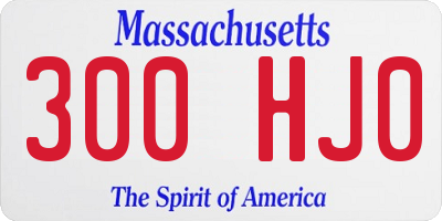 MA license plate 300HJ0