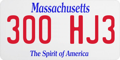 MA license plate 300HJ3
