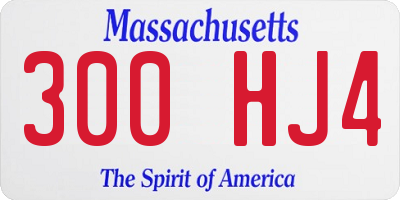 MA license plate 300HJ4