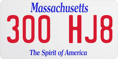 MA license plate 300HJ8