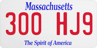 MA license plate 300HJ9