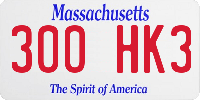 MA license plate 300HK3
