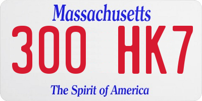 MA license plate 300HK7
