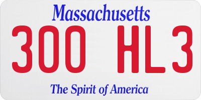 MA license plate 300HL3