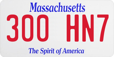 MA license plate 300HN7