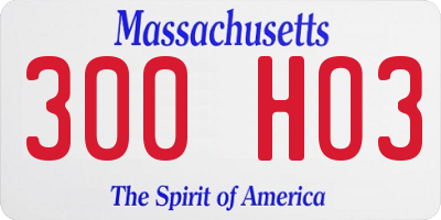 MA license plate 300HO3