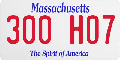 MA license plate 300HO7