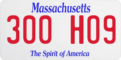 MA license plate 300HO9