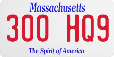 MA license plate 300HQ9