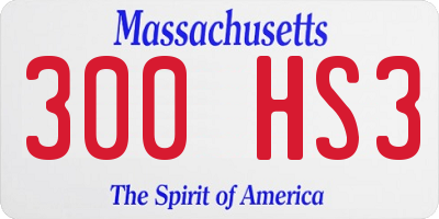 MA license plate 300HS3
