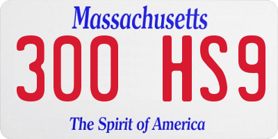 MA license plate 300HS9