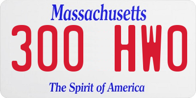 MA license plate 300HW0