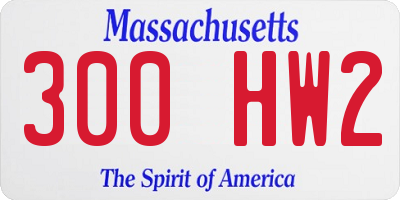 MA license plate 300HW2