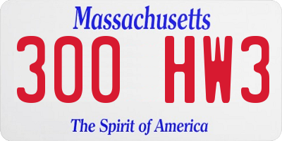 MA license plate 300HW3